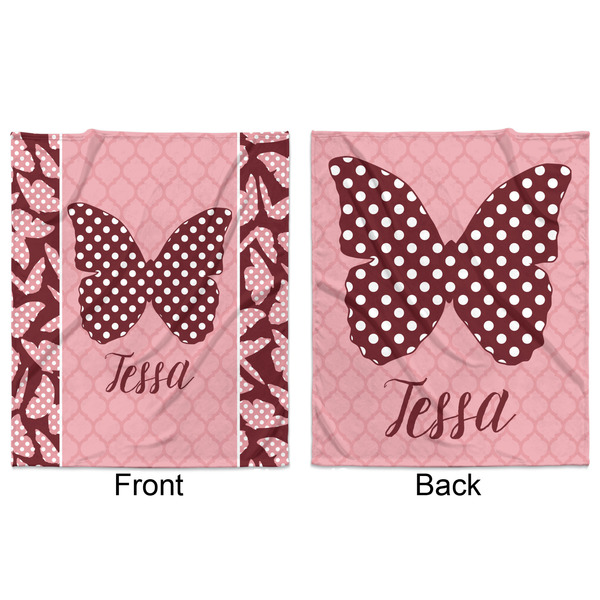 Polka Dot Butterfly Minky Blanket - 50"x60" - Double Sided - Front & Back
