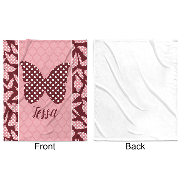 Polka Dot Butterfly Minky Blanket - 50"x60" - Single Sided - Front & Back