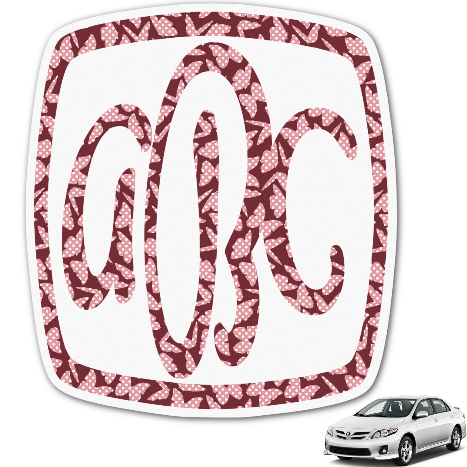Custom Polka Dot Butterfly Monogram Car Decal (Personalized