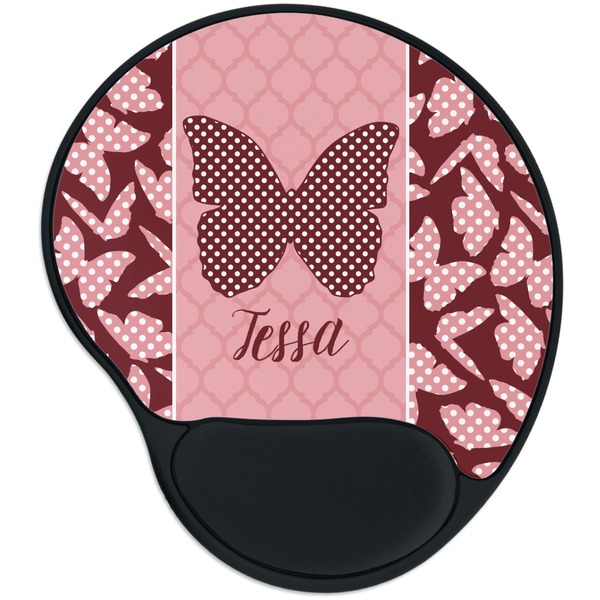 Custom Polka Dot Butterfly Mouse Pad with Wrist Support