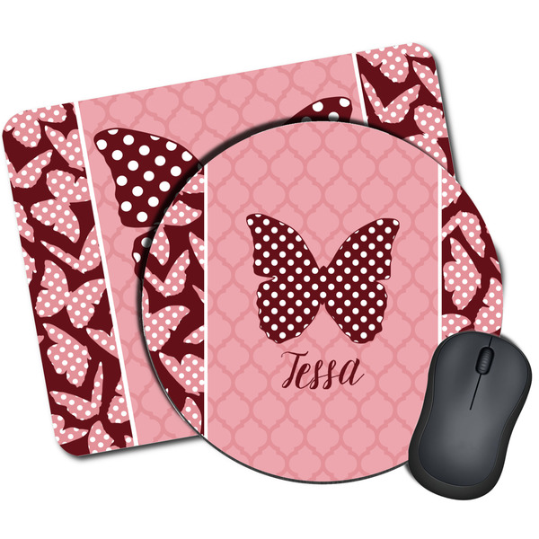Custom Polka Dot Butterfly Mouse Pad (Personalized)