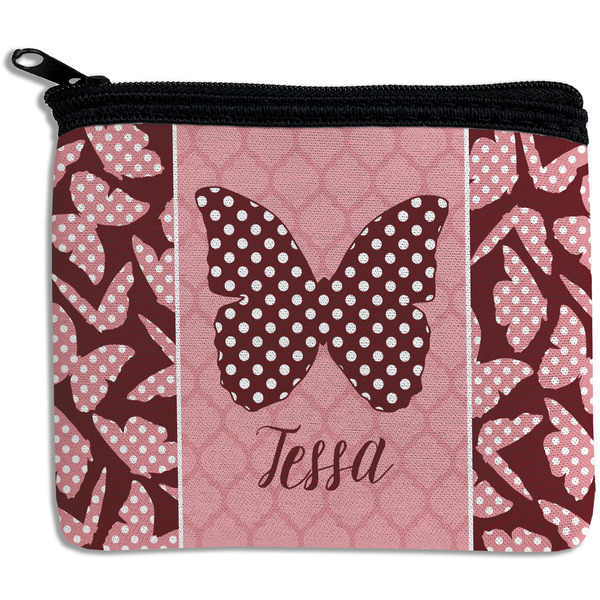 Custom Polka Dot Butterfly Rectangular Coin Purse (Personalized)