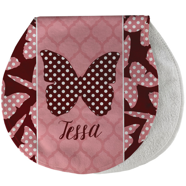 Custom Polka Dot Butterfly Burp Pad - Velour w/ Name or Text