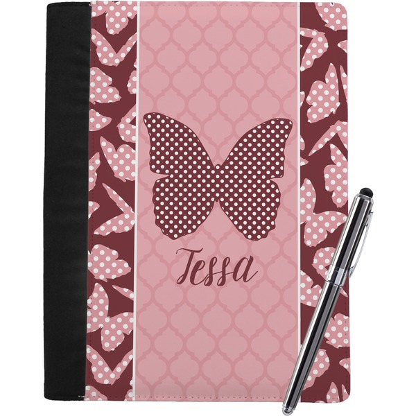 Custom Polka Dot Butterfly Notebook Padfolio - Large w/ Name or Text