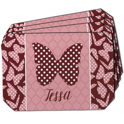 Polka Dot Butterfly Dining Table Mat - Octagon w/ Name or Text