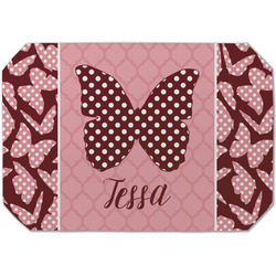 Polka Dot Butterfly Dining Table Mat - Octagon (Single-Sided) w/ Name or Text