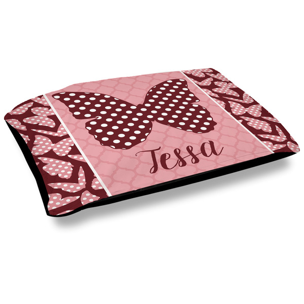 Custom Polka Dot Butterfly Outdoor Dog Bed - Large (Personalized)