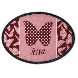Polka Dot Butterfly Iron On Oval Patch w/ Name or Text