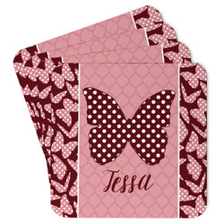 Polka Dot Butterfly Paper Coasters w/ Name or Text