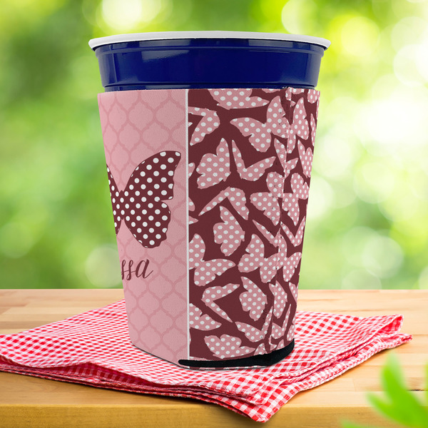 Polka Dot Butterfly Party Cup Sleeves - with bottom - Lifestyle