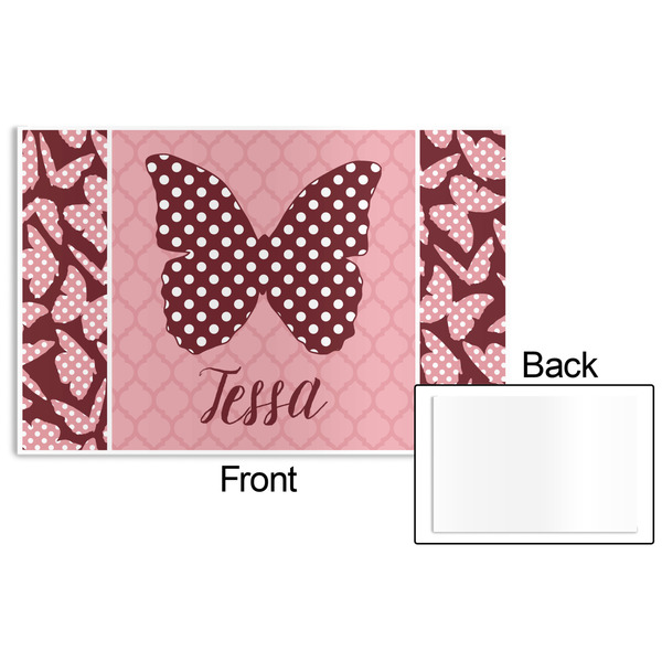 Polka Dot Butterfly Disposable Paper Placemat - Front & Back