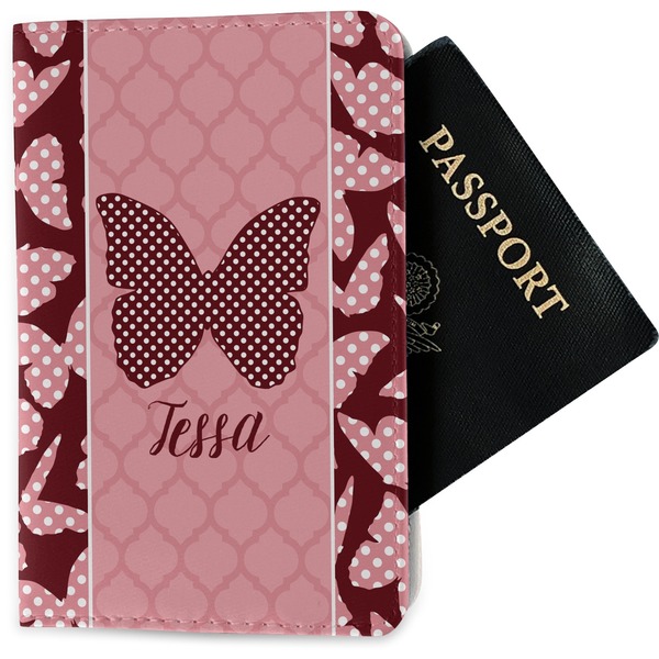Custom Polka Dot Butterfly Passport Holder - Fabric (Personalized)