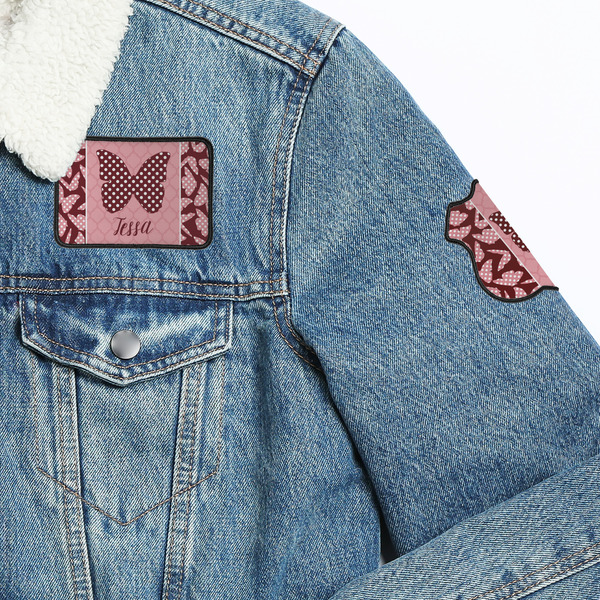 Polka Dot Butterfly Patches Lifestyle Jean Jacket Detail