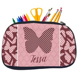 Polka Dot Butterfly Neoprene Pencil Case - Medium w/ Name or Text