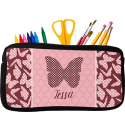 Polka Dot Butterfly Neoprene Pencil Case (Personalized)