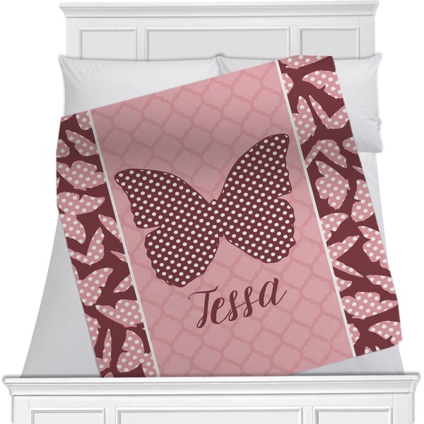 Custom Polka Dot Butterfly Minky Blanket (Personalized)