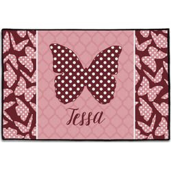 Polka Dot Butterfly Door Mat - 36"x24" (Personalized)