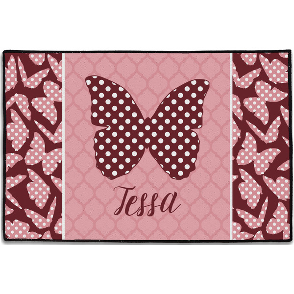 Polka Dot Butterfly Personalized Door Mat - 36x24 (APPROVAL)