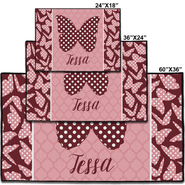 Polka Dot Butterfly Personalized Door Mat - Group Parent IMF