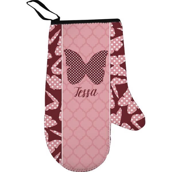 Custom Polka Dot Butterfly Right Oven Mitt (Personalized)