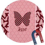 Polka Dot Butterfly Round Fridge Magnet (Personalized)