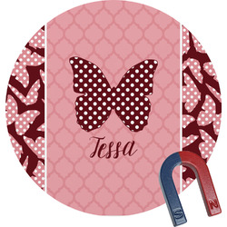 Polka Dot Butterfly Round Fridge Magnet (Personalized)