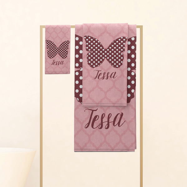 Polka Dot Butterfly Personalized Towel Set