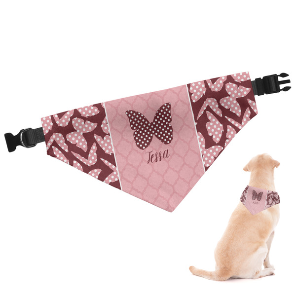 Custom Polka Dot Butterfly Dog Bandana - Large (Personalized)