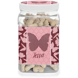 Polka Dot Butterfly Dog Treat Jar (Personalized)