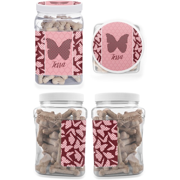 Polka Dot Butterfly Pet Treat Jar - Multiple Angles