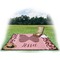 Polka Dot Butterfly Picnic Blanket - with Basket Hat and Book - in Use