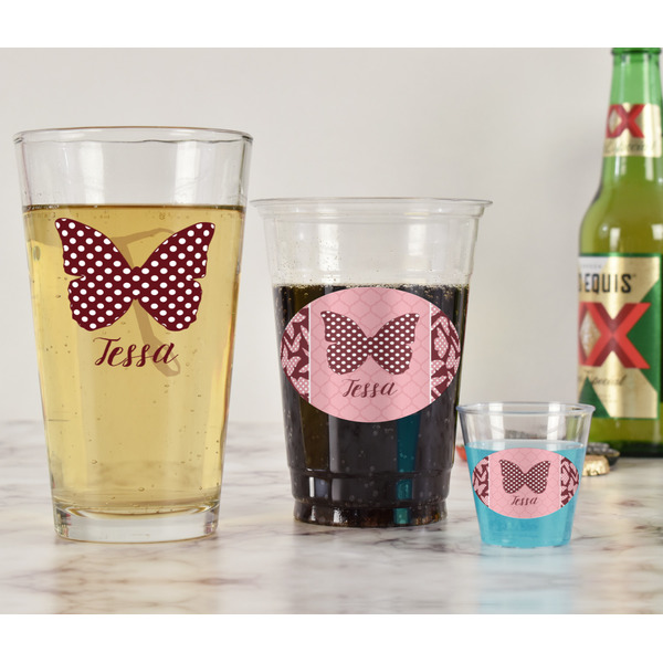 Polka Dot Butterfly Pint Glass - Two Content - In Context