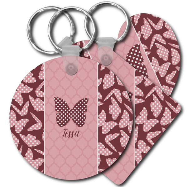 Custom Polka Dot Butterfly Plastic Keychain (Personalized)