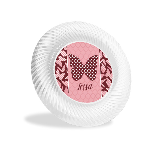 Custom Polka Dot Butterfly Plastic Party Appetizer & Dessert Plates - 6" (Personalized)