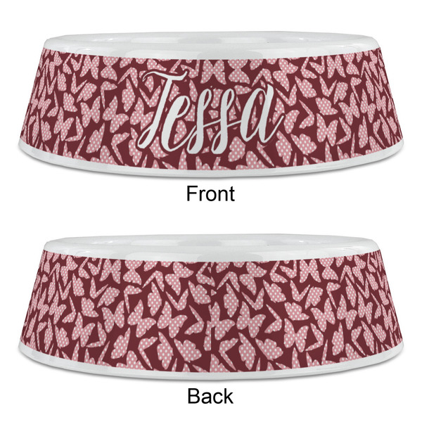 Polka Dot Butterfly Plastic Pet Bowls - Large - APPROVAL