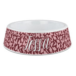 Polka Dot Butterfly Plastic Dog Bowl - Large (Personalized)
