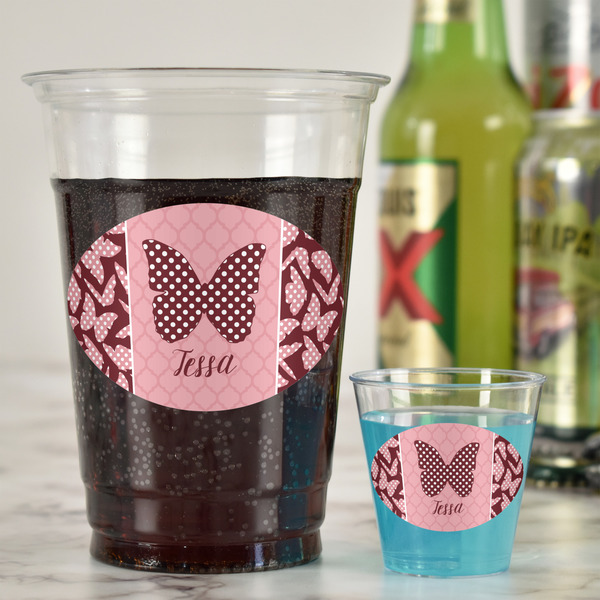 Polka Dot Butterfly Plastic Shot Glasses - In Context