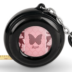 Polka Dot Butterfly Pocket Tape Measure - 6 Ft w/ Carabiner Clip (Personalized)