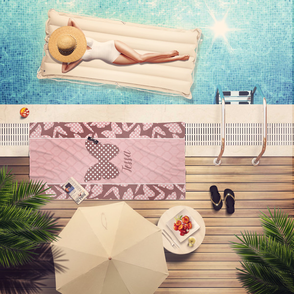 Polka Dot Butterfly Pool Towel Lifestyle
