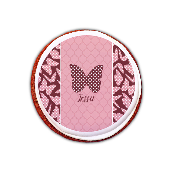 Polka Dot Butterfly Printed Icing Circle - XSmall - On Cookie