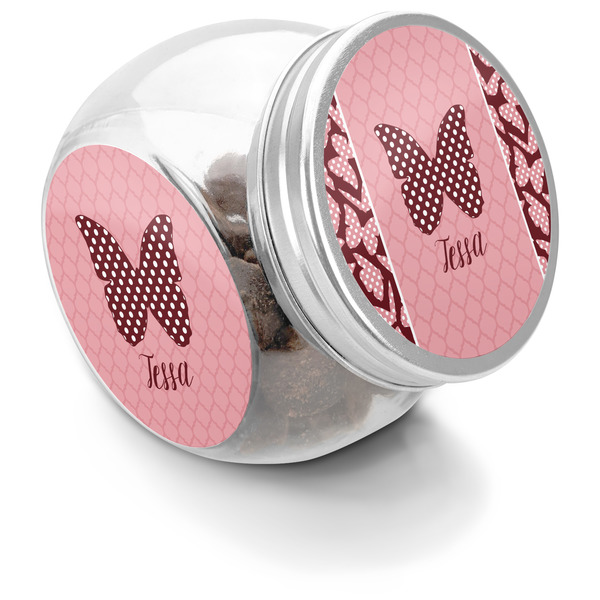 Custom Polka Dot Butterfly Puppy Treat Jar (Personalized)