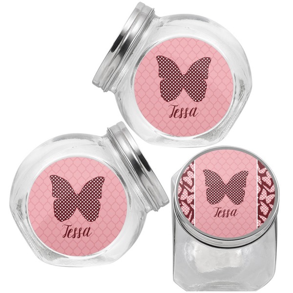 Polka Dot Butterfly Puppy Treat Jar - Top Left Right