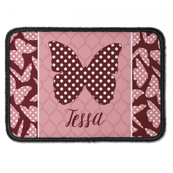Polka Dot Butterfly Iron On Rectangle Patch w/ Name or Text