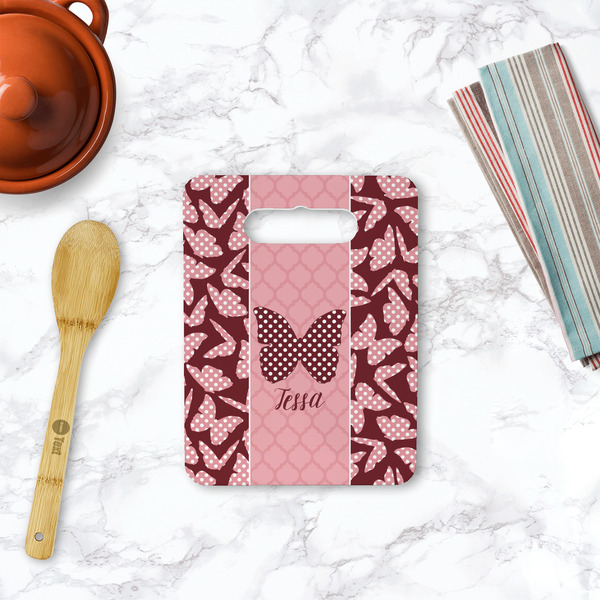 Polka Dot Butterfly Rectangle Trivet with Handle - LIFESTYLE