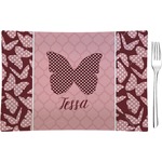 Polka Dot Butterfly Rectangular Glass Appetizer / Dessert Plate - Single or Set (Personalized)