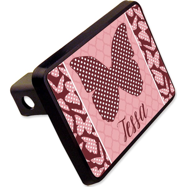 Custom Polka Dot Butterfly Rectangular Trailer Hitch Cover - 2" (Personalized)