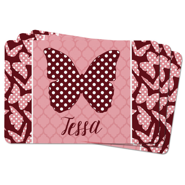 Polka Dot Butterfly Rectangular Fridge Magnet - THREE