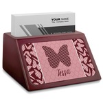 Polka Dot Butterfly Red Mahogany Business Card Holder (Personalized)