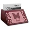 Polka Dot Butterfly Red Mahogany Business Card Holder - Angle
