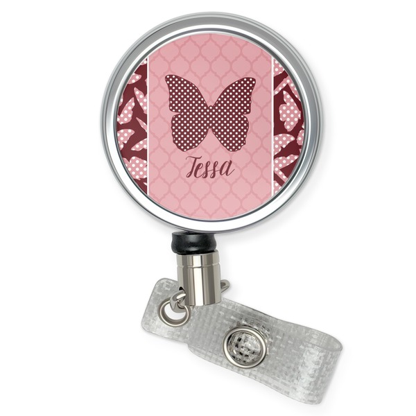 Custom Polka Dot Butterfly Retractable Badge Reel (Personalized)